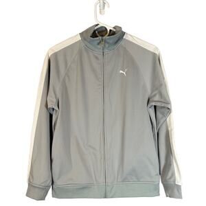 Puma Gray High Neck Full Zip Athletic Casual Track Jacket Boys Sz M